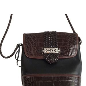Brighton Brown Black Leather Shoulder Bag